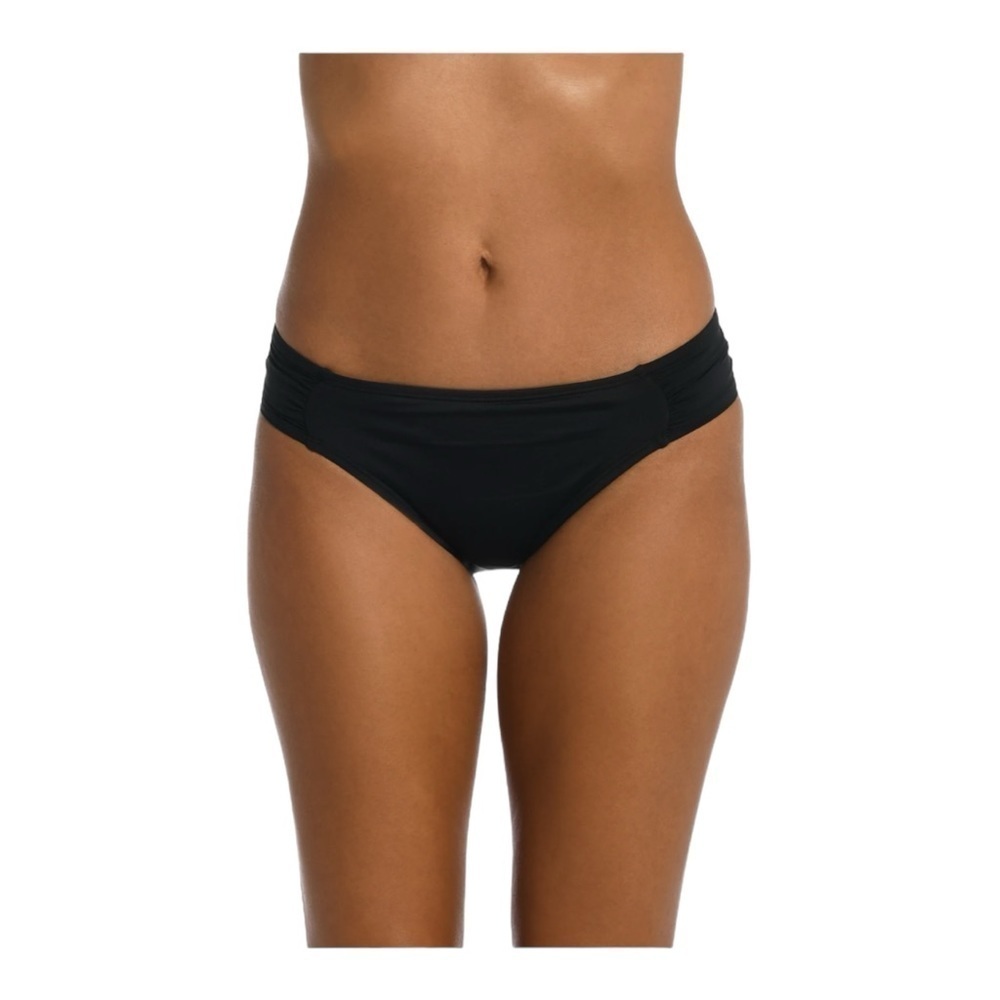 La Blanca Island Goddess Side Shirred Hipster Bottom - Black NWT
